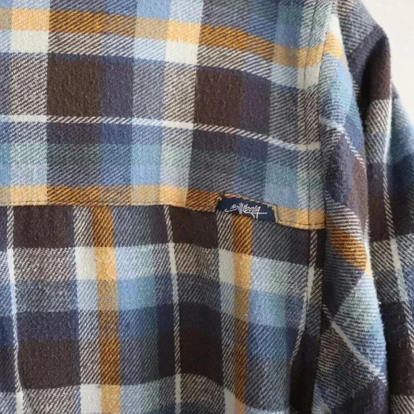 Billabong Plaid Men's Medium Blue Fleece Long Sleeve Button Down Collared Jacket - Picture 9 of 14